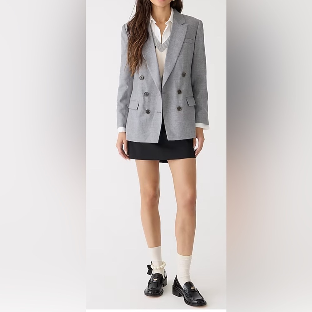 NWT JCrew Double-breasted blazer in lightweight houndstooth wool - Picture 3 of 8